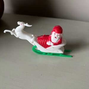 Vintage Rosbro Santa in sleigh reindeer Christmas